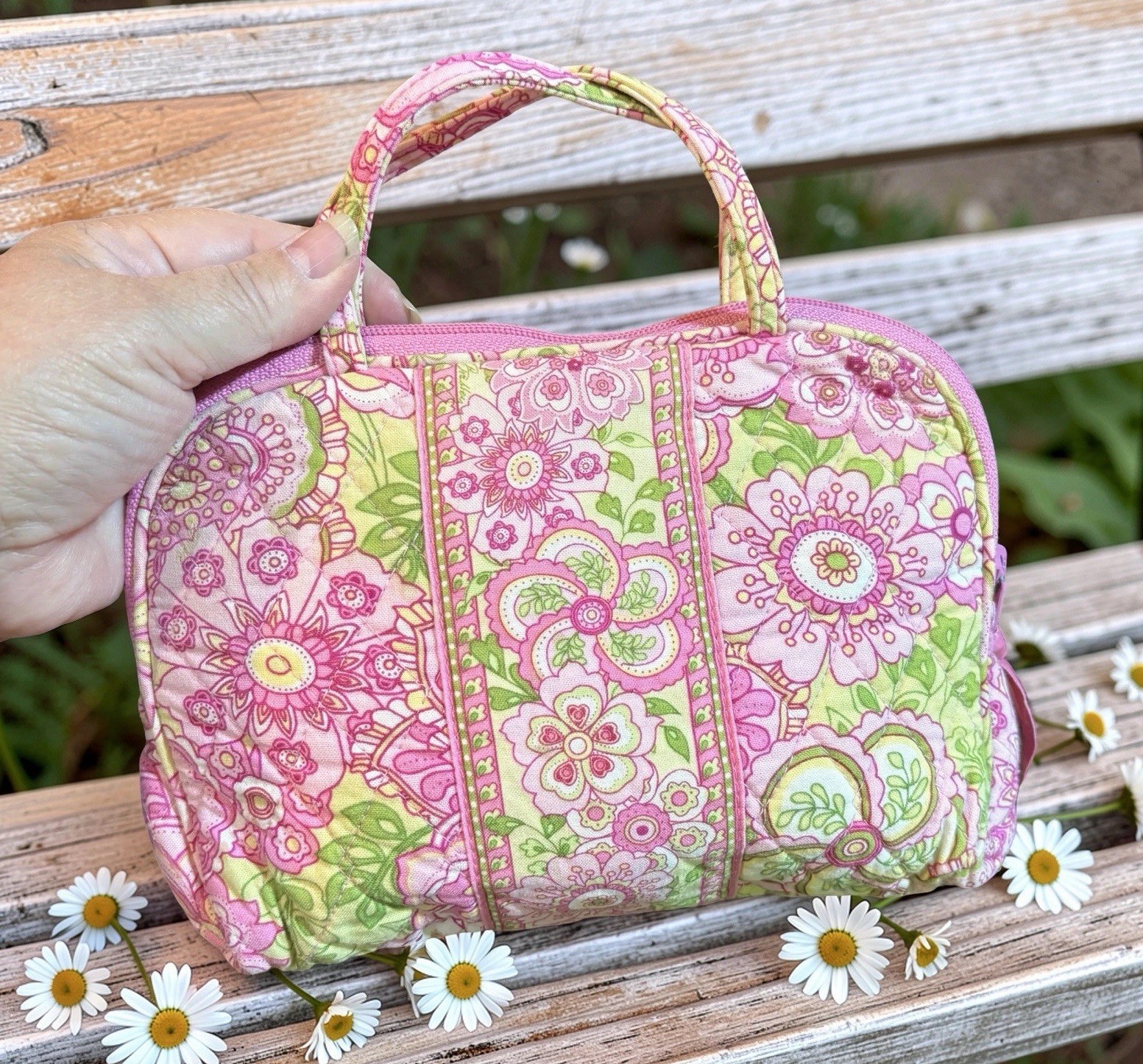 Vera Bradley Petal Pink Floral Makeup Cosmetics Toiletries Bag Y2K Vintage