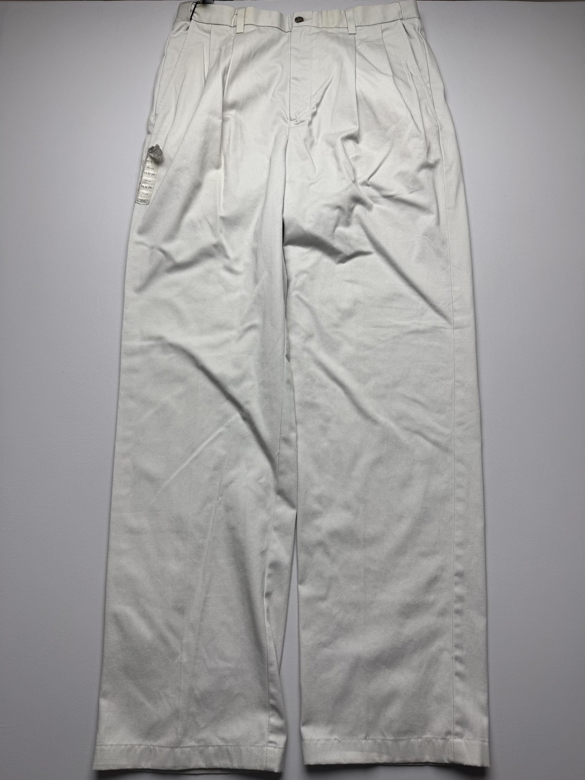 Vintage Haggar Pants Mens 34x34 White Pleated Dress Slacks Cotton Black Label