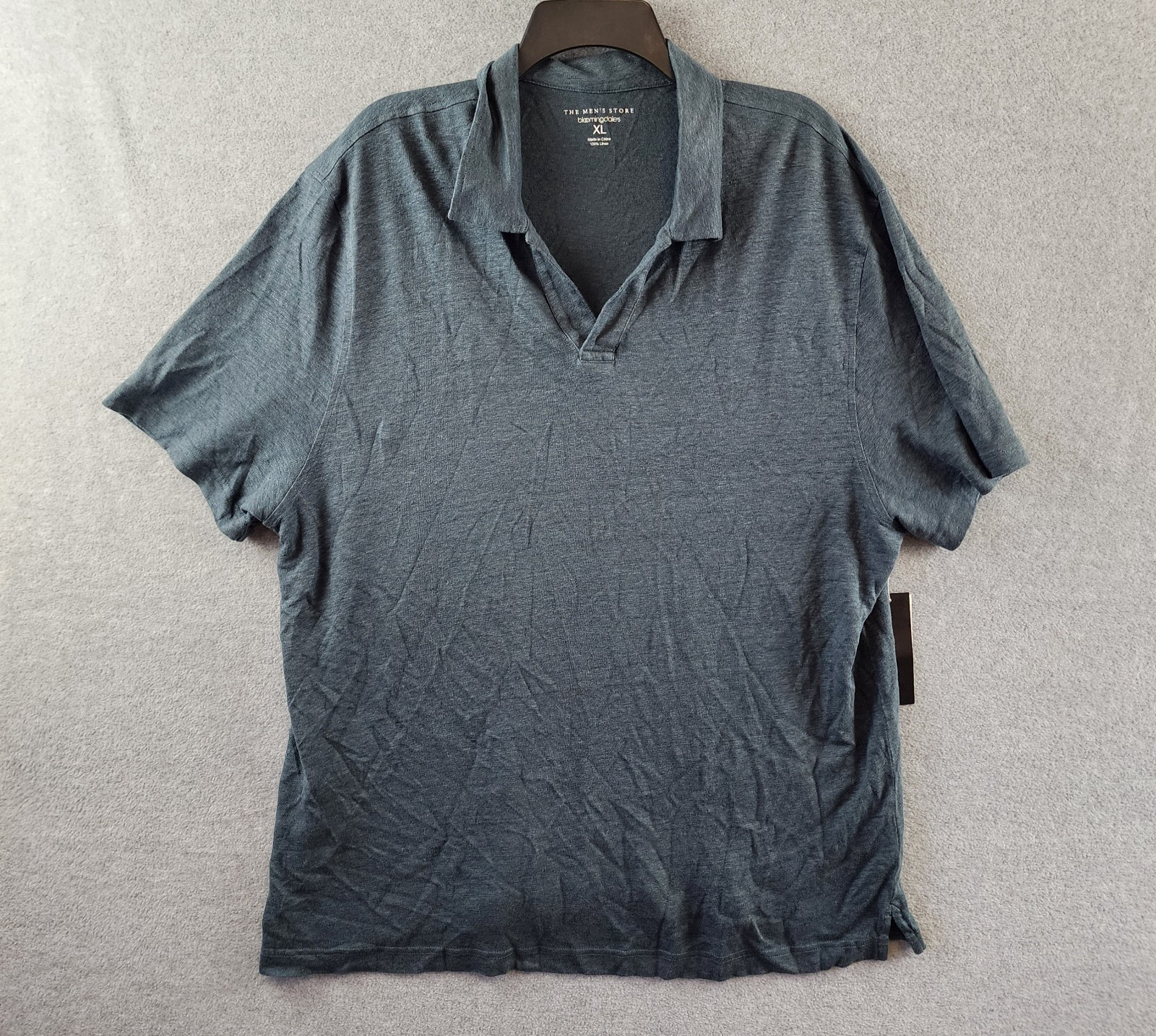 The Men\'s Store at Bloomingdale\'s Johnny Collar Linen Polo XL Dark Slate S/S