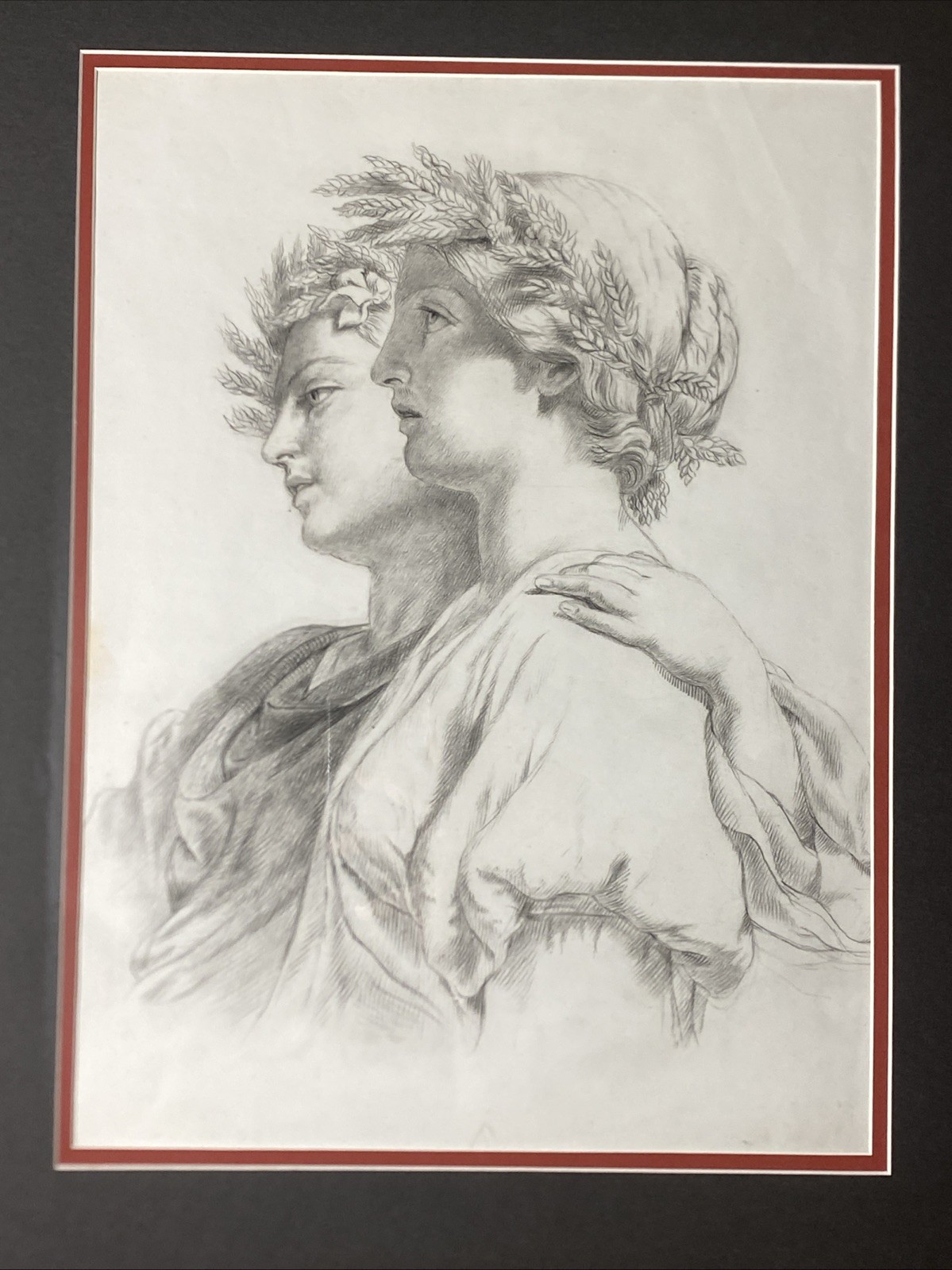 19th Century French School Drawing Very Well Done Signed Profile 19th Century French School Drawing Very Well Done Signed Profile