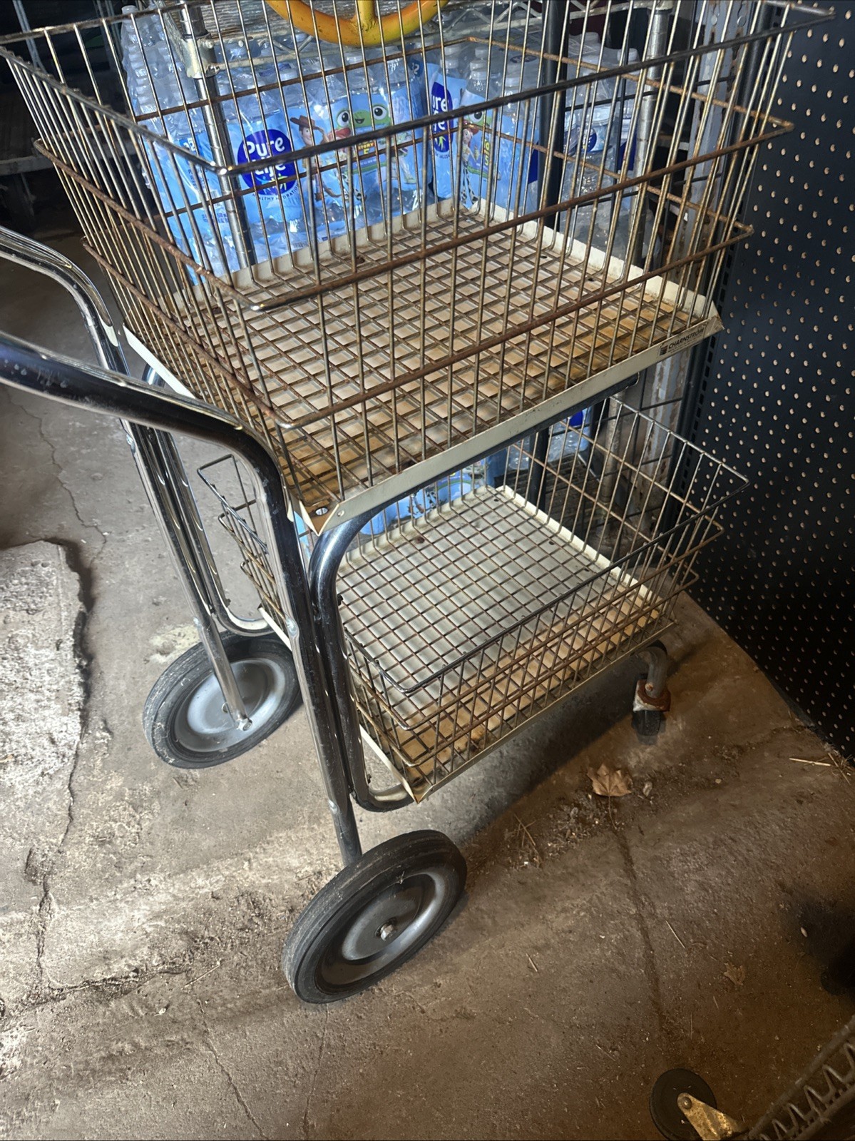 VINTAGE CHARNSTROM MAIL CART DUAL BASKETS METAL MADE IN USA VINTAGE CHARNSTROM MAIL CART DUAL BASKETS METAL MADE IN USA