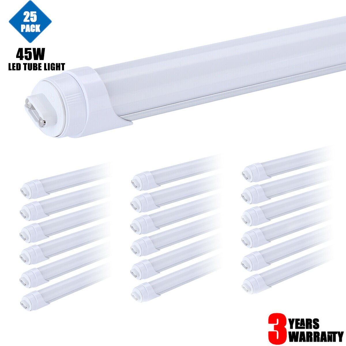 F96T12 Bulb HO R17D 2 Pins 8FT LED Tube Light T8 Rotatable LED Shop Light 25pack