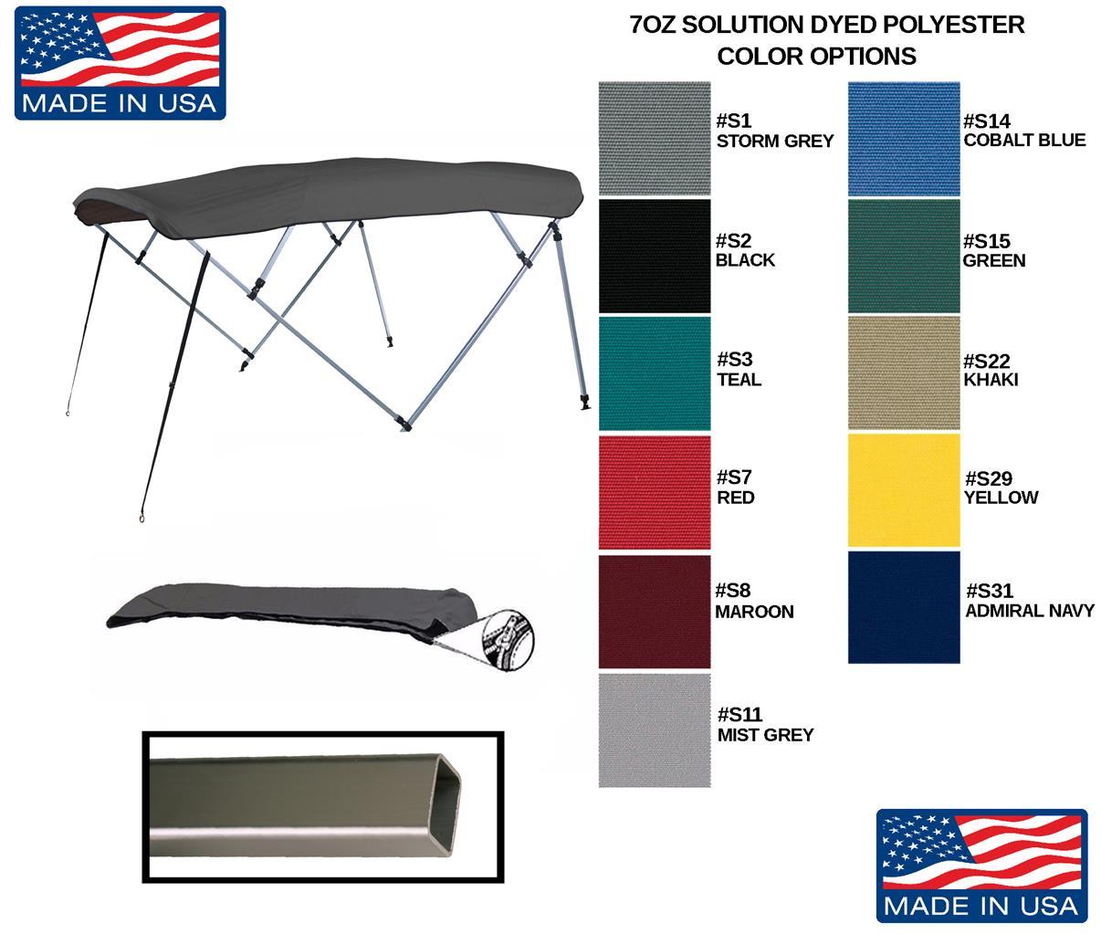7.6oz BOAT BIMINI TOP SQUARE TUBE BENNINGTON 185 L 2002-2004