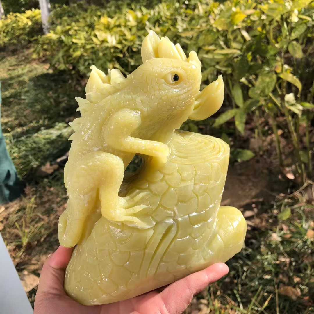5.03LB Natural Hsiuyen Jade Quartz Carved Lizard Skull Crystal Reiki Decor