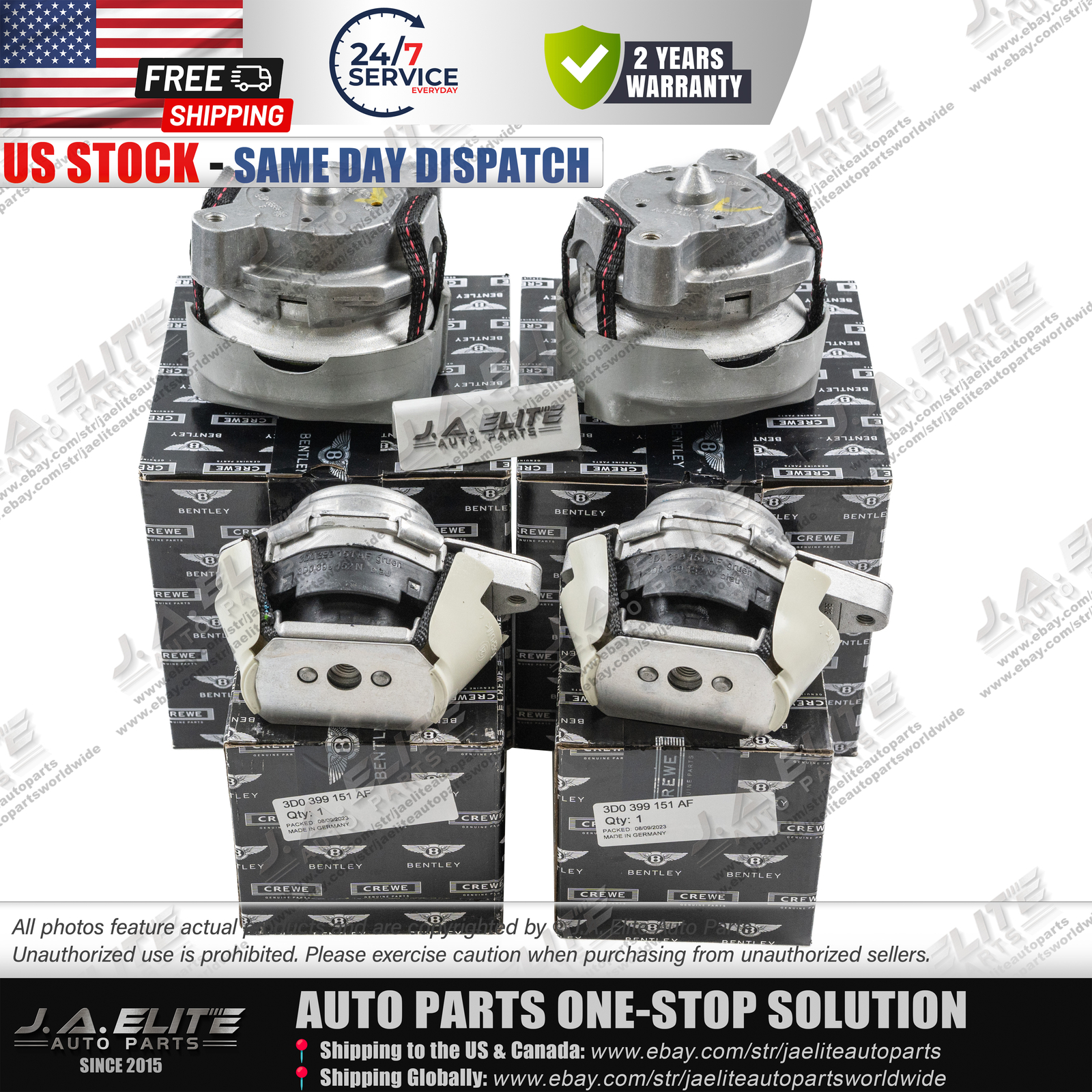 4pcs Genuine Engine & Transmission Mount set for Bentley Continental GT GTC