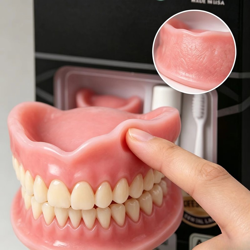 Upper & Lower Full Mouth Silicone Dentures, Lifelike Fake Teeth, Ideal for Daily