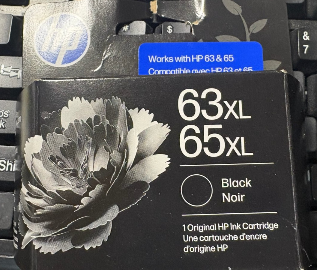 HP 63xl/65xl Black Ink Cartridge, B7RT5AN, 300 Page Yield, Exp 01/2028 NEW SEALD