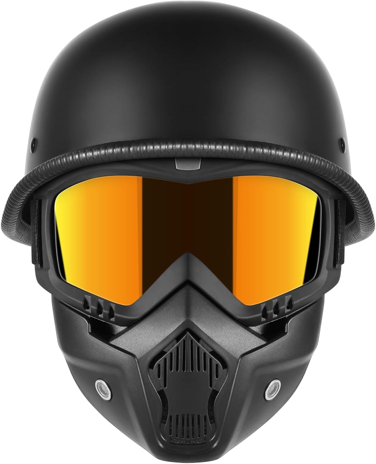 TRUSTERTHEE Motorcycle Half Helmets with Face Shield, German Large, Black 