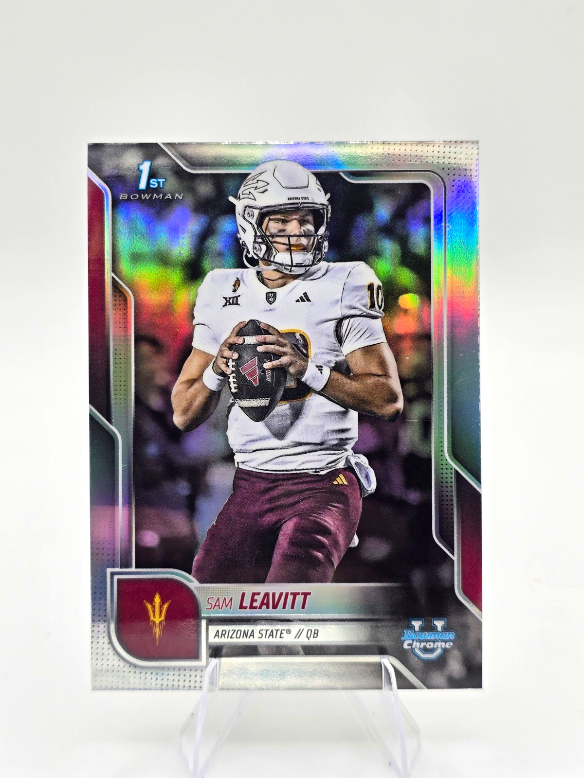 Topps 2025 Bowman University Chrome Sam Leavitt #195 1st Bowman Refractor ASU