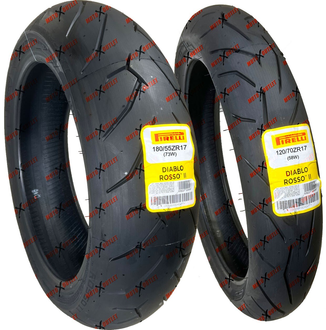 Pirelli 120/70ZR17 180/55ZR17 Diablo Rosso II Motorcycle Tires Set Front Rear