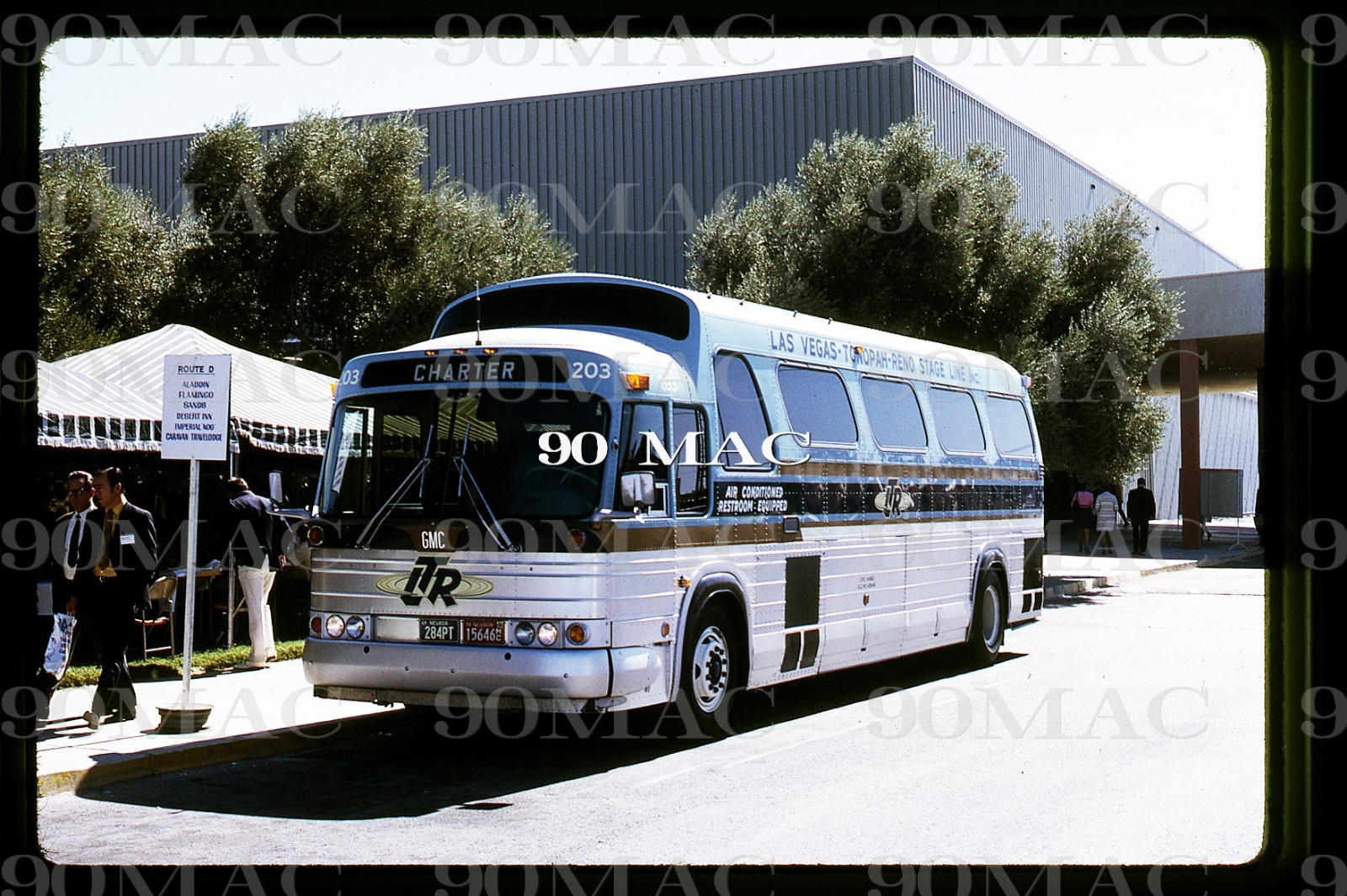 LAS VEGAS-TONOPAH-RENO-LTR. GM COACH BUS #203. LV (NV). Original Slide 1971.