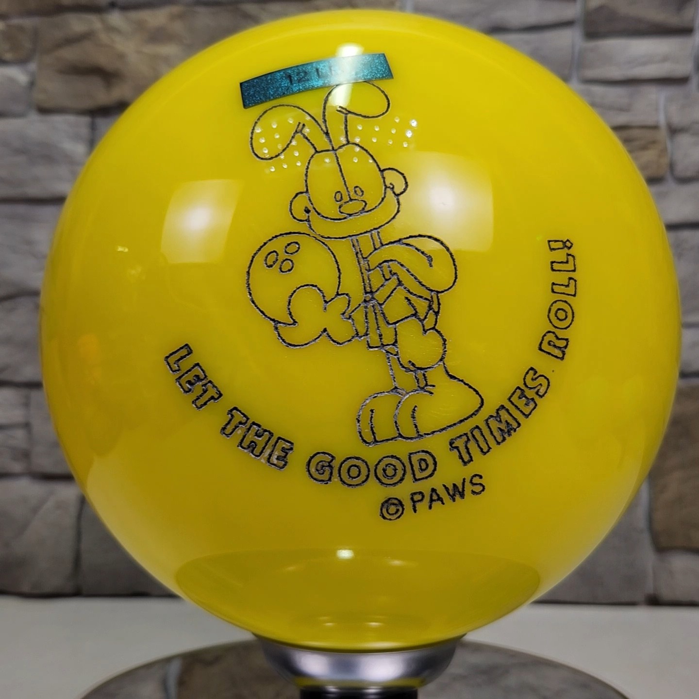 Ebonite Vintage Bowling Ball Garfield Series Odie Paws Yellow Etched 12lb Mint