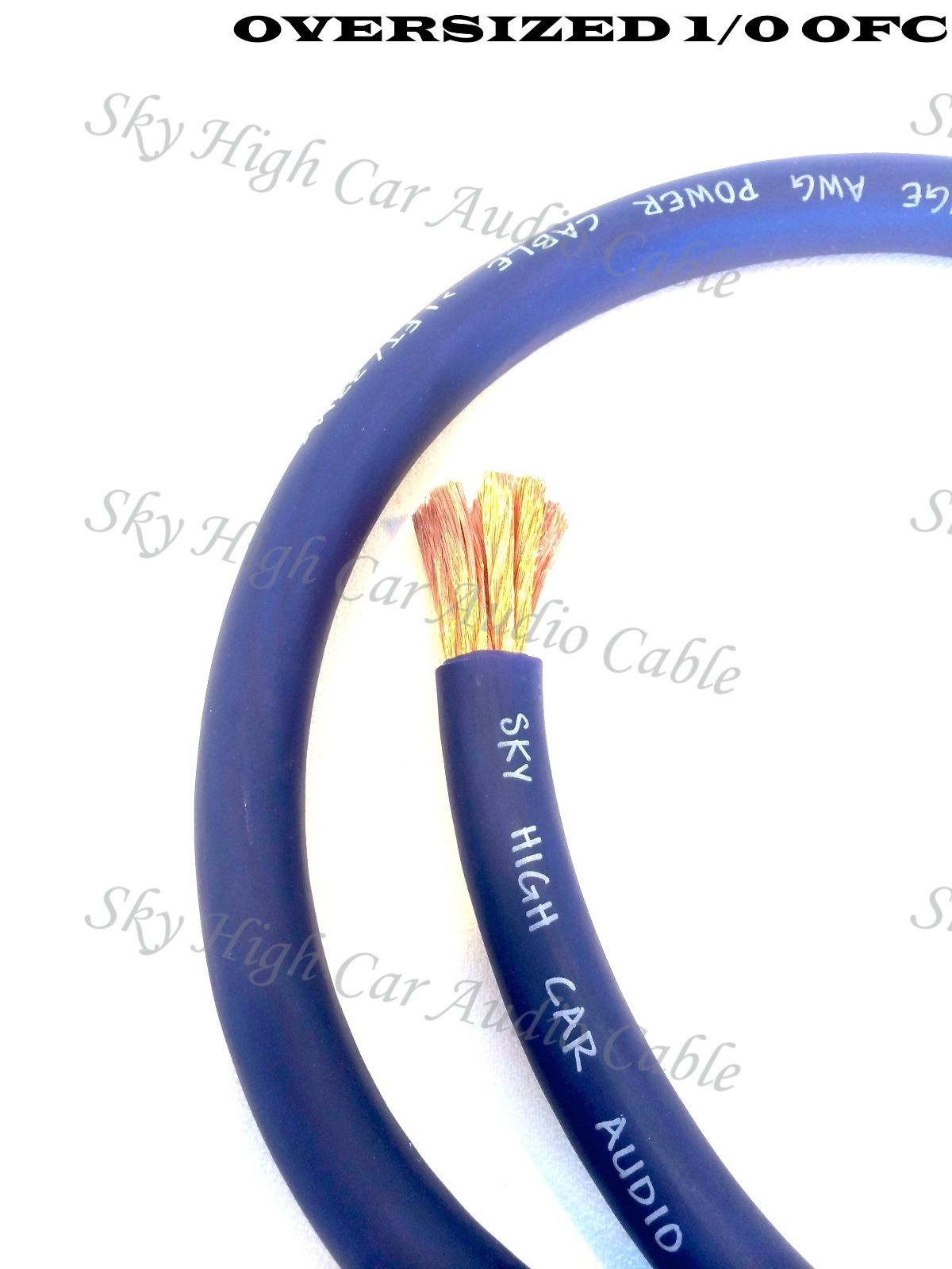 1 ft OFC 1/0 Gauge Oversized BLUE Power Ground Wire Sky High By The Foot