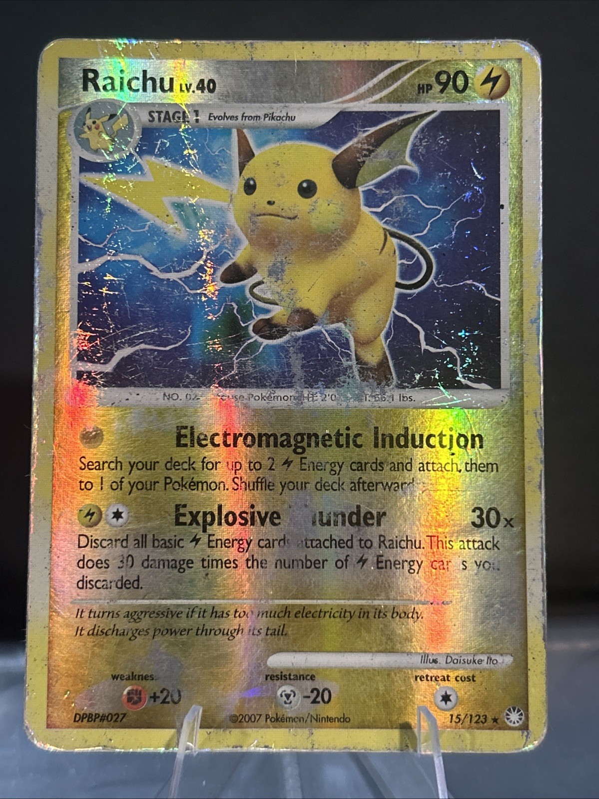 The Pokémon Company Raichu 15/123 Holo Rare Mysterious Treasures 2007 Reverse H…