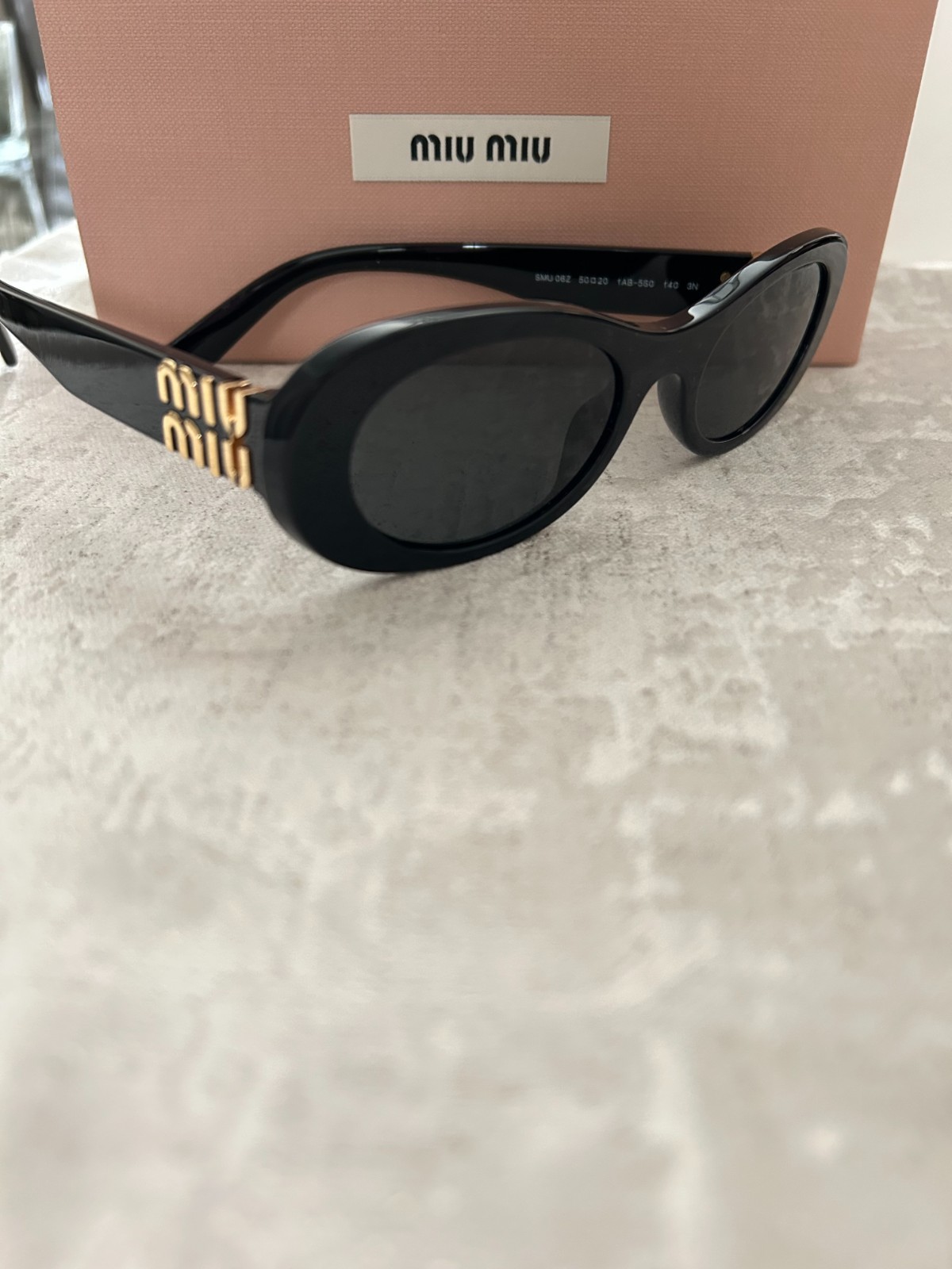 NEW: MIU MIU Sunglass 0MU06ZS Black Frame/Dk Grey Lenses/Authentic, Never Worn