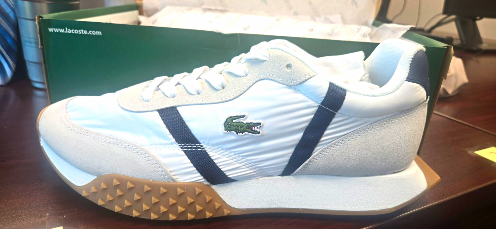 Lacoste L-Spin Evo 125 2 SMA Men\'s Spikeless Golf Shoes White/Navy US 12 Lacoste L-Spin Evo 125 2 SMA Men\'s Spikeless Golf Shoes White/Navy US 12
