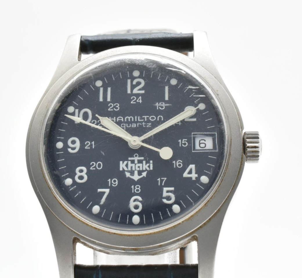 [EXC+5] Hamilton Khaki 9797 Blue Dial Military Quartz Men\'s Watch From JAPAN
