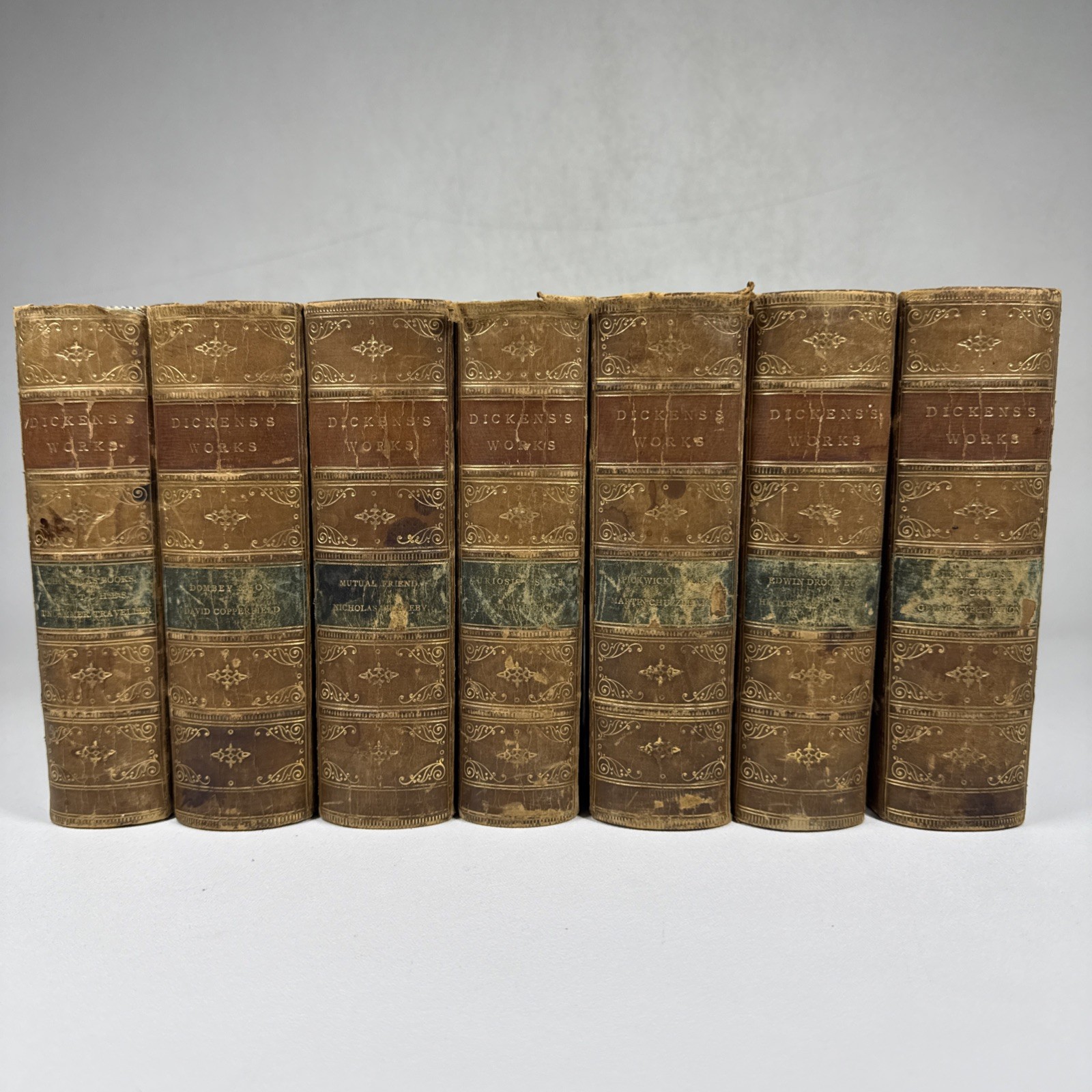 Antique Charles Dickens Works 15 Volume Set in 7 Books LEATHER 1875 OSGOOD Antique Charles Dickens Works 15 Volume Set in 7 Books LEATHER 1875 OSGOOD