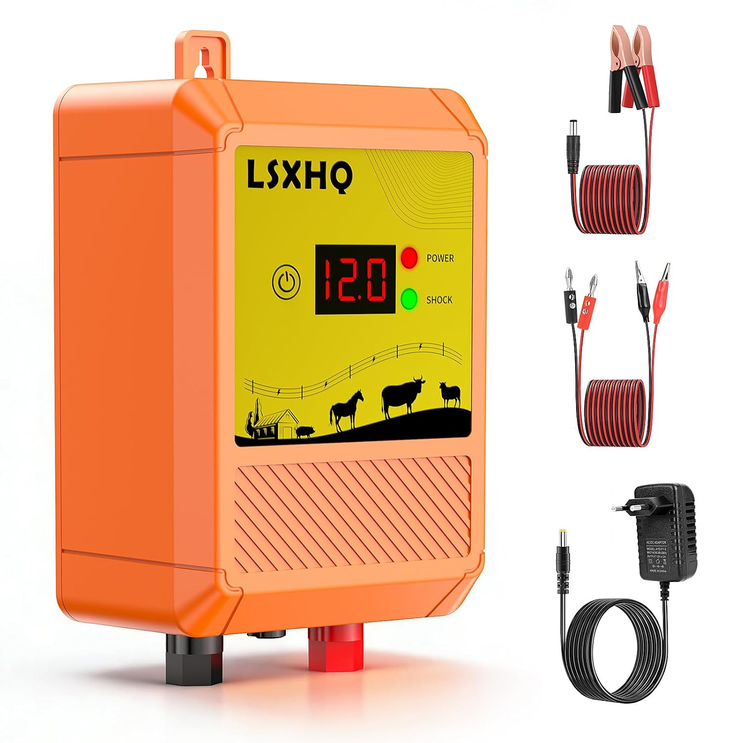 12KV Electric Fence Charger, 6.2 Miles(10Km) 2-J Energy Electric Fence for Lives
