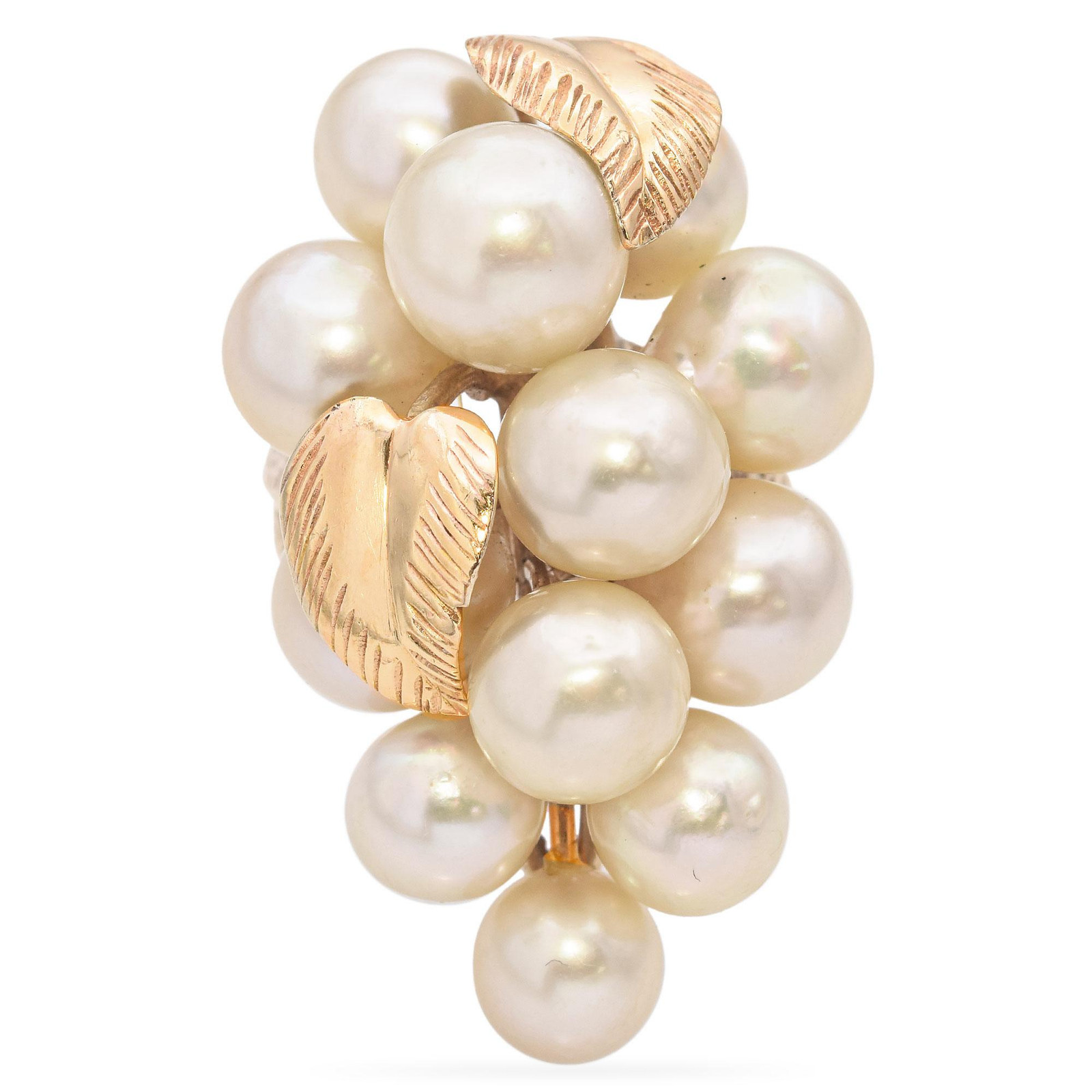 Vintage Ming\'s 14K Yellow Gold Pearl Grape Cluster Motif Cocktail Ring Vintage Ming\'s 14K Yellow Gold Pearl Grape Cluster Motif Cocktail Ring