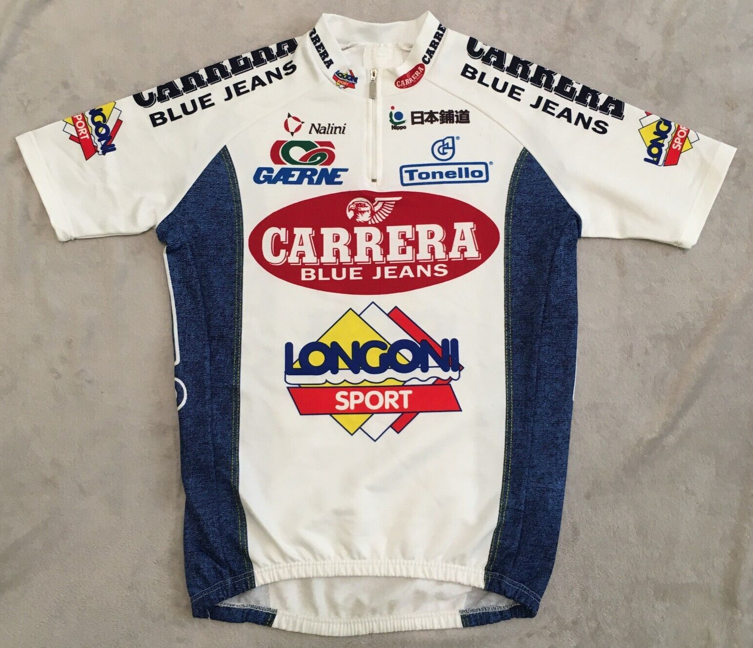 Carrera Jeans Longoni Nalini vintage mens White cycling jersey size M-L Carrera Jeans Longoni Nalini vintage mens White cycling jersey size M-L