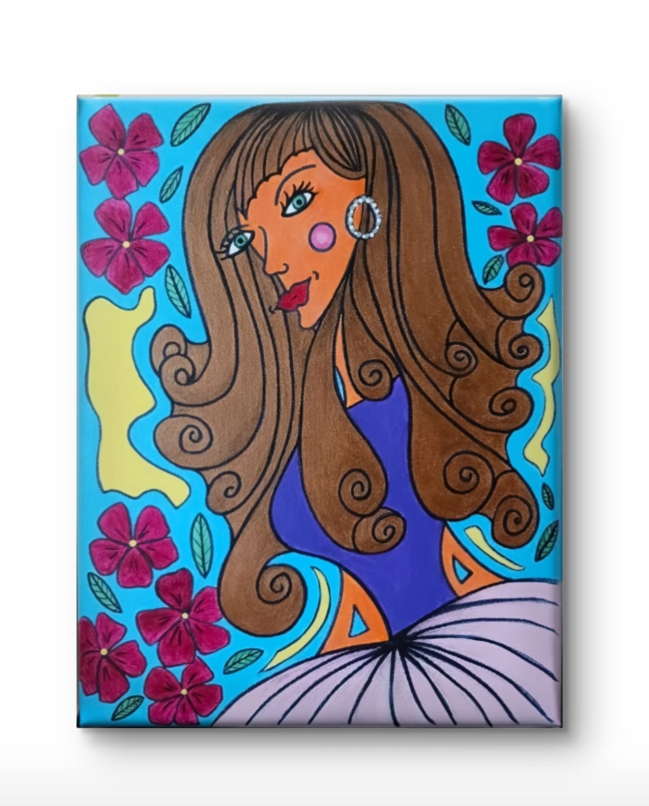 Abstract 11x14 Woman Flowers Hugs Acrylic Painting Canvas Unframed Charlene Slie