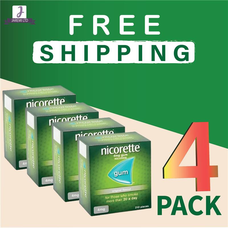 Nicorette ORIGINAL Flavour Gum 4 MG 210 Pieces-PACK OF 4 Nicorette ORIGINAL Flavour Gum 4 MG 210 Pieces-PACK OF 4