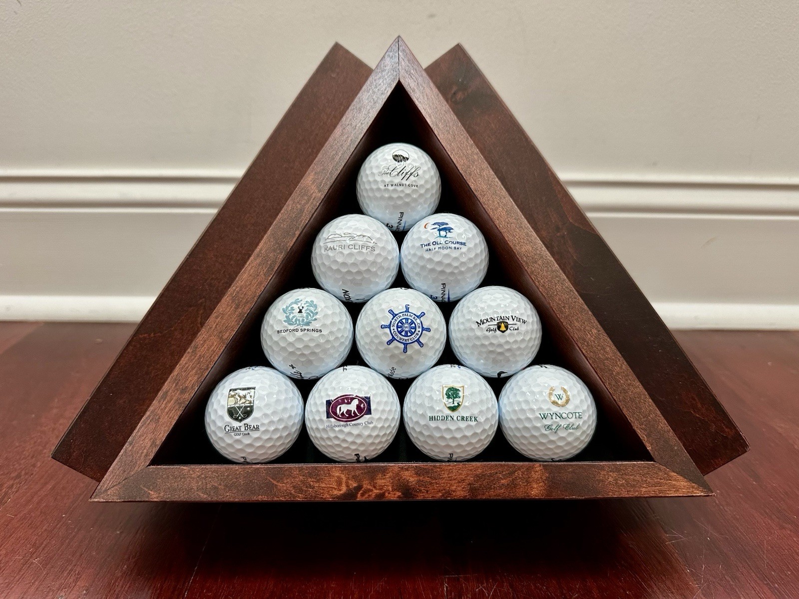 Vintage Wooden Golf Ball Display Rack - Pyramid Swivel Display w/ 40 Golf Balls Vintage Wooden Golf Ball Display Rack - Pyramid Swivel Display w/ 40 Golf Balls