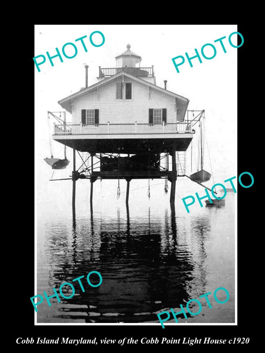 OLD 6 X 4 HISTORIC PHOTO OF COBB ISLAND MARYLAND THE C/I LIGHT HOUSE c1920