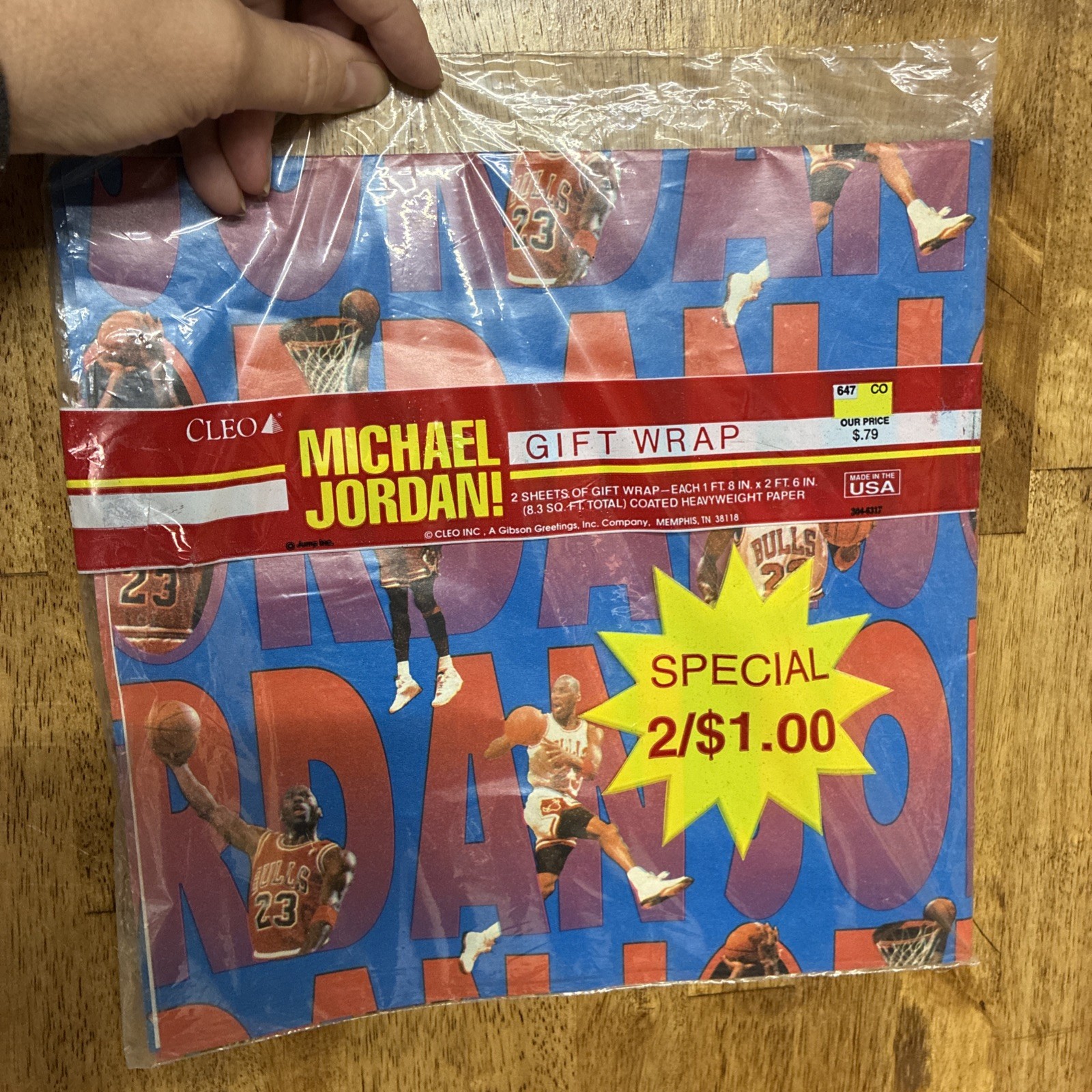 MICHAEL JORDAN Vintage Cleo Gift Wrap (2) Sheets 8.3 Sq. Ft. New Sealed made USA