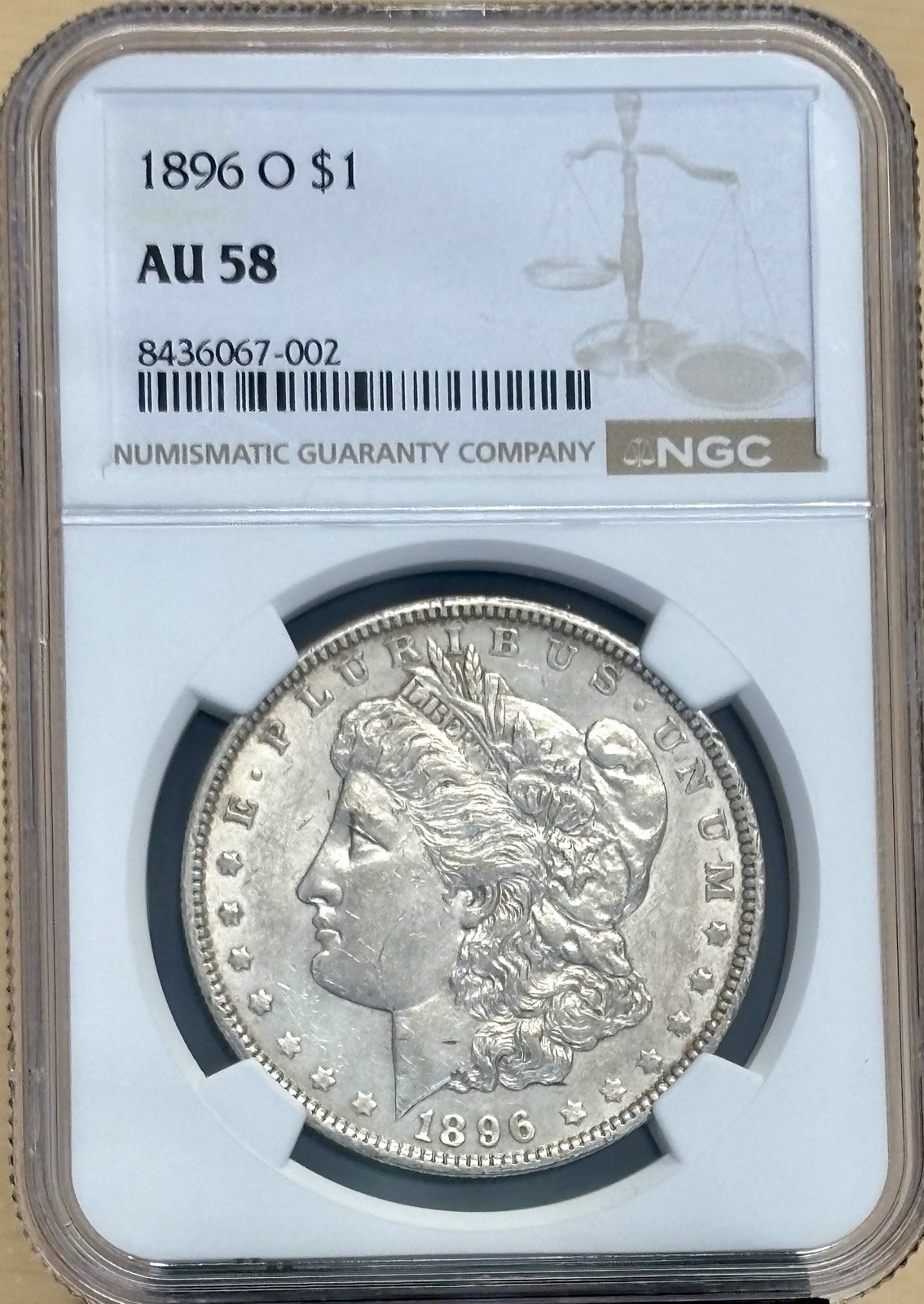 1896 O MORGAN SILVER DOLLAR NGC AU58 BETTER DATE  NEW ORLEANS MINT COIN
