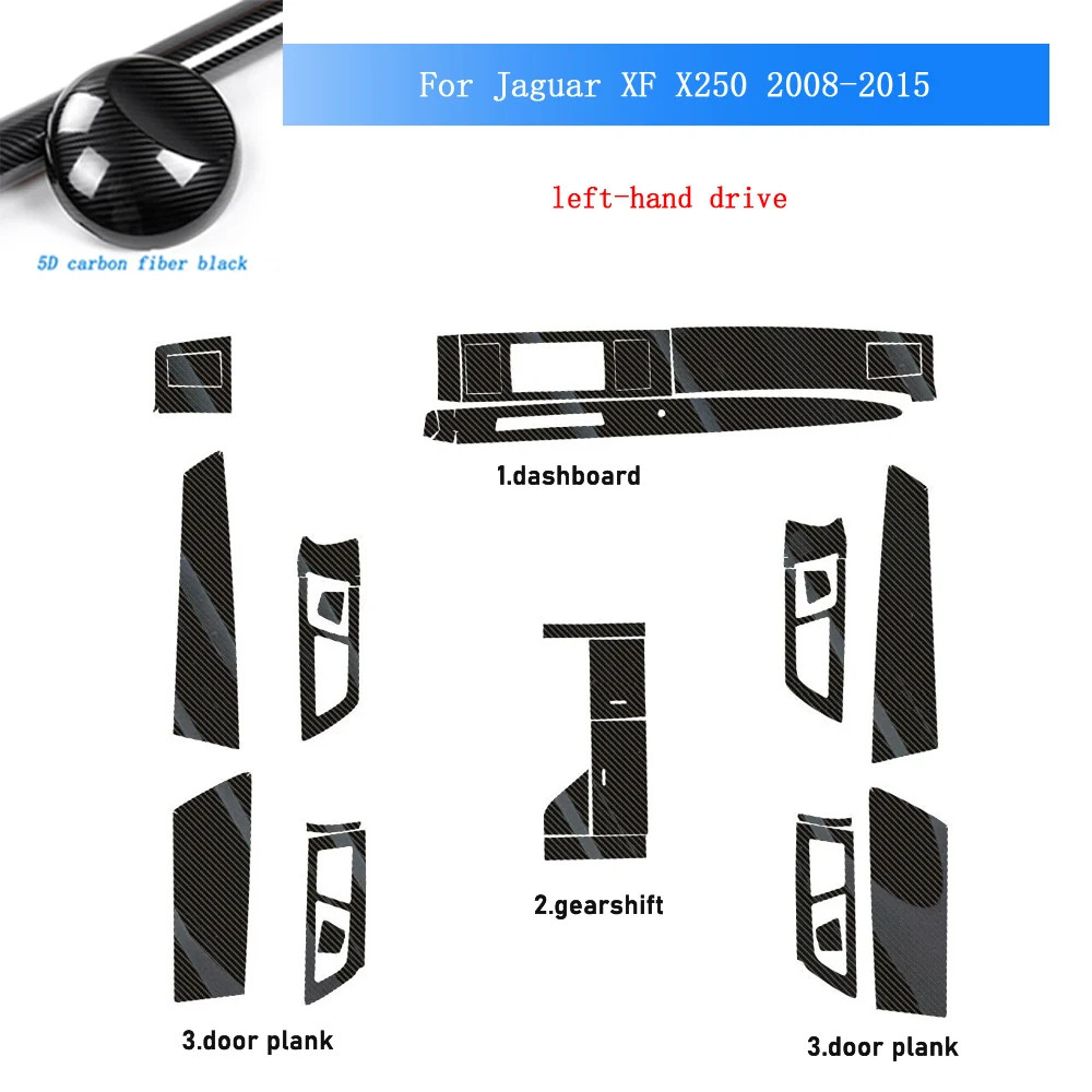 For Jaguar XF X250 2008-2015 Carbon Fiber Pattern Interior DIY Trim Decals
