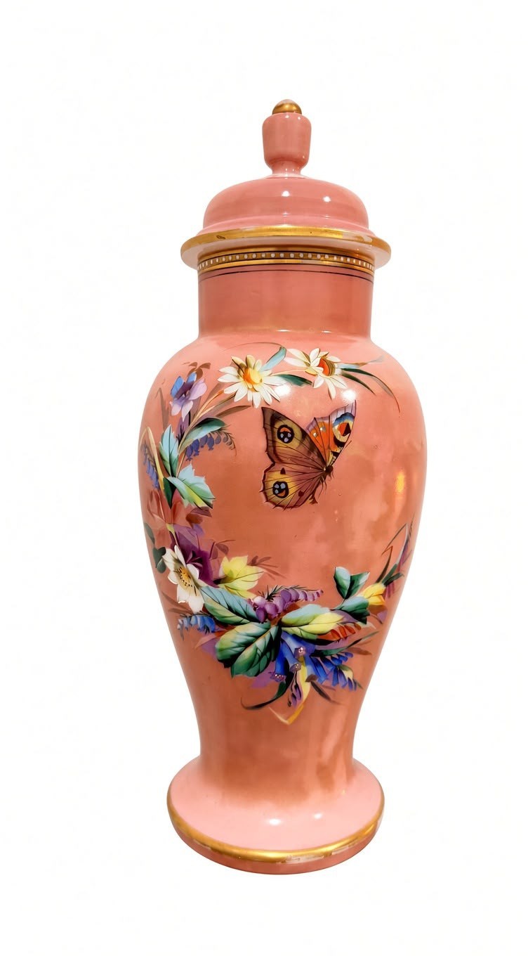 1880 Antique lidded vase Victorian style (Moser / Harrach