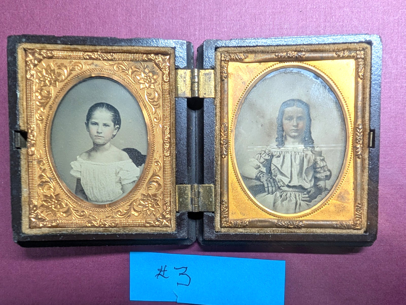 1856 Ninth‑Plate Tintypes (Two) – Beautiful Girls – Tinted Cheeks – A.P. Critchl
