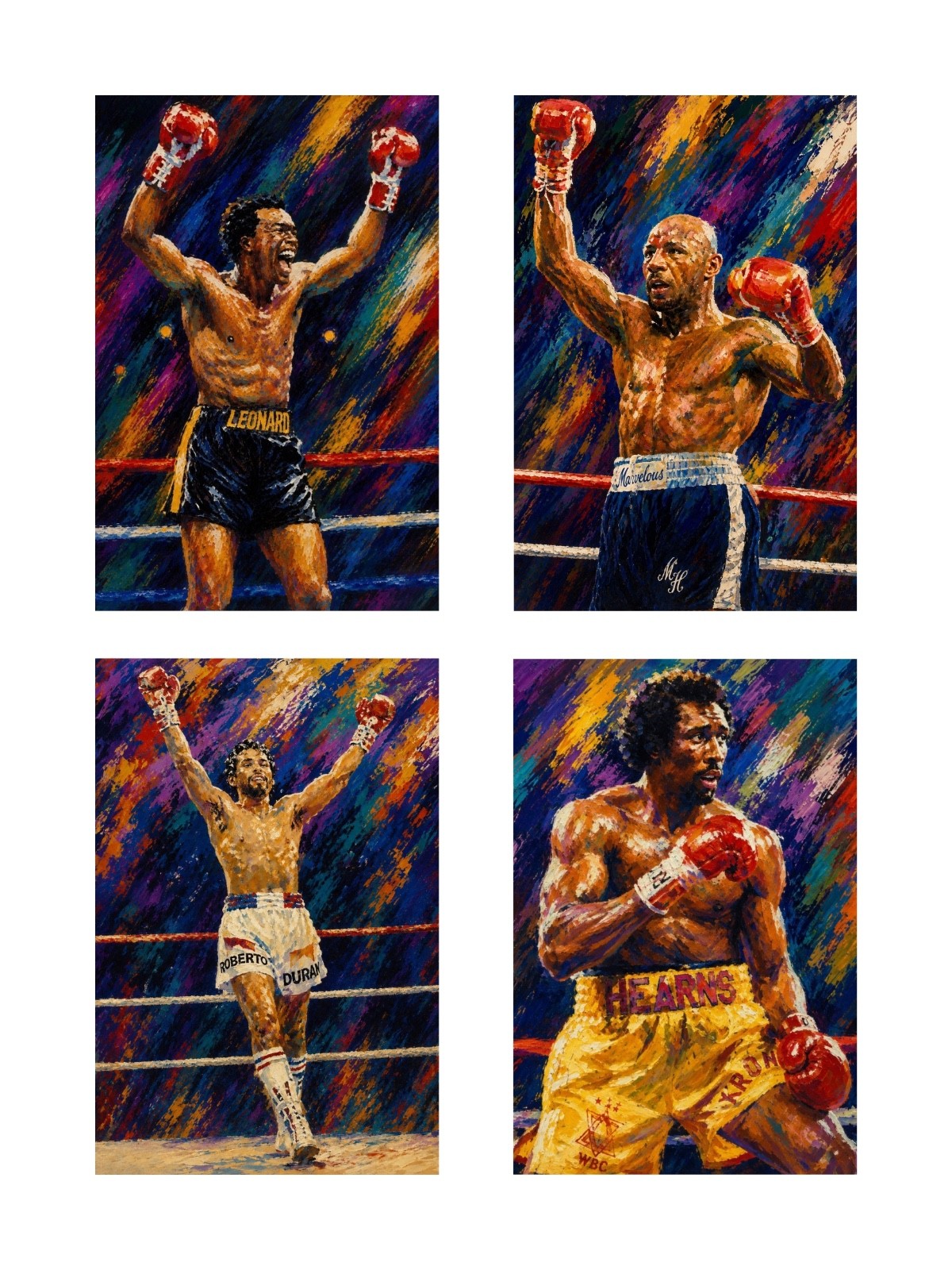 The Four Kings of Boxing Leonard, Hagler, Duran, & Hearns Bundle of Posters The Four Kings of Boxing Leonard, Hagler, Duran, & Hearns Bundle of Posters