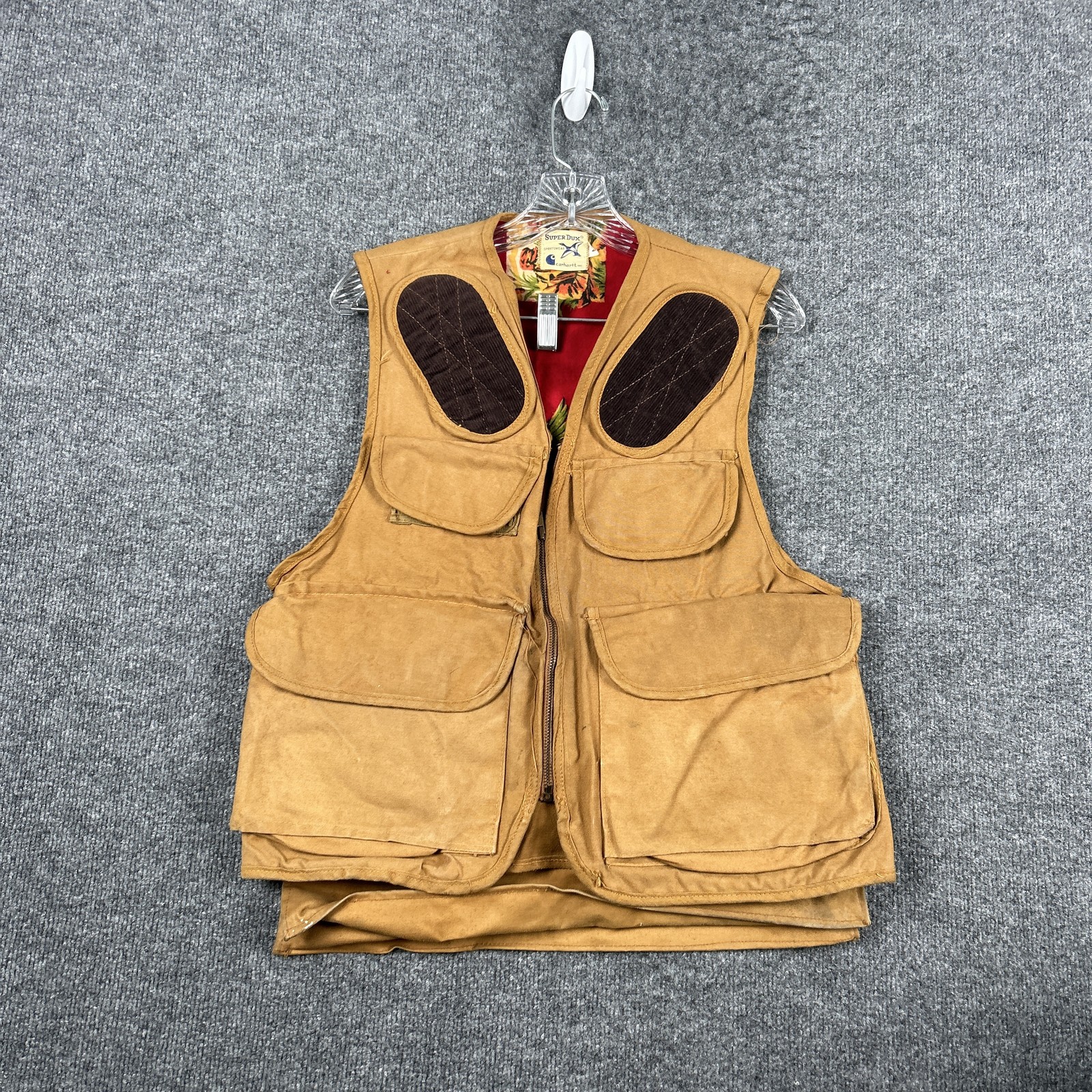 Vintage Carhartt Super Dux Vest Mens M 50s 60 Brown Canvas Hunting Quilted Lined