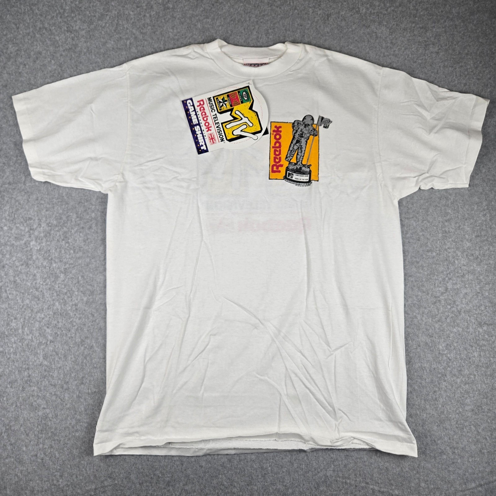 Vintage 1991 Reebok MTV VMA Game Shirt Promo T-Shirt With Tag Single Stitch