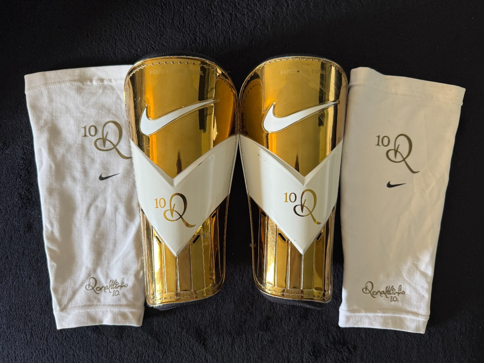 2006 Nike Ronaldinho pads R10 / 10Q Elite Gold White Tiempo L with White Sleeves