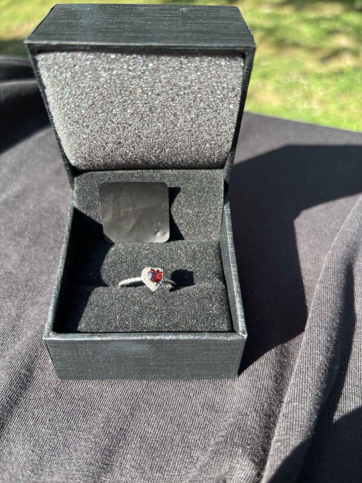 Kay Jewelers Lab-Created Ruby & Diamond Heart Ring Sterling Silver Size 5
