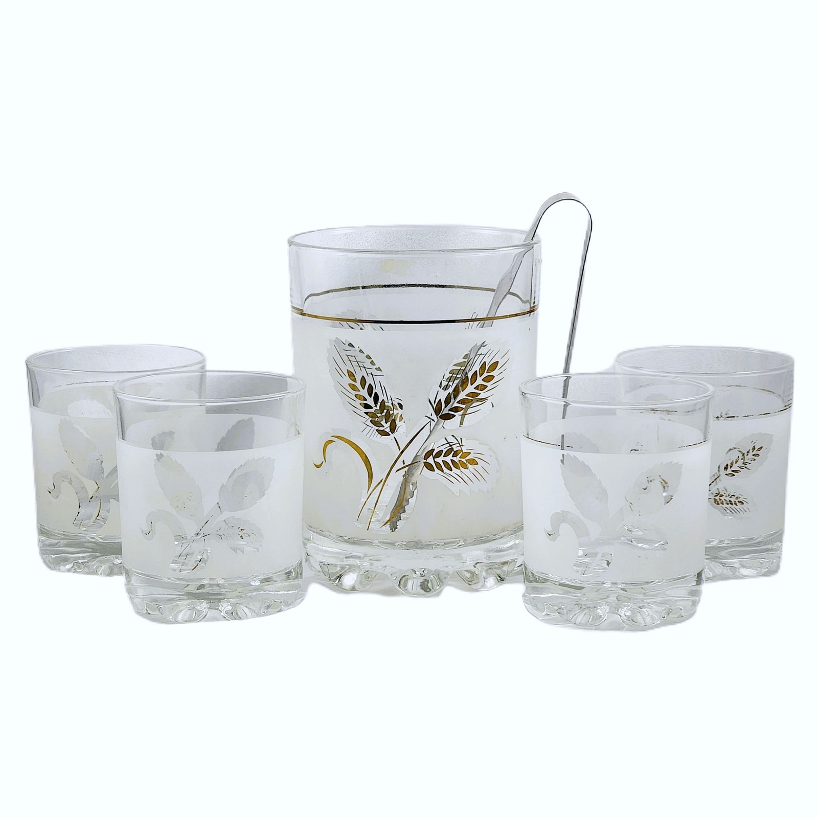 Vintage Frosted Tumbler Ice Bucket Set Devalbor Covetro Whiskey Bar Glass Wheat Vintage Frosted Tumbler Ice Bucket Set Devalbor Covetro Whiskey Bar Glass Wheat