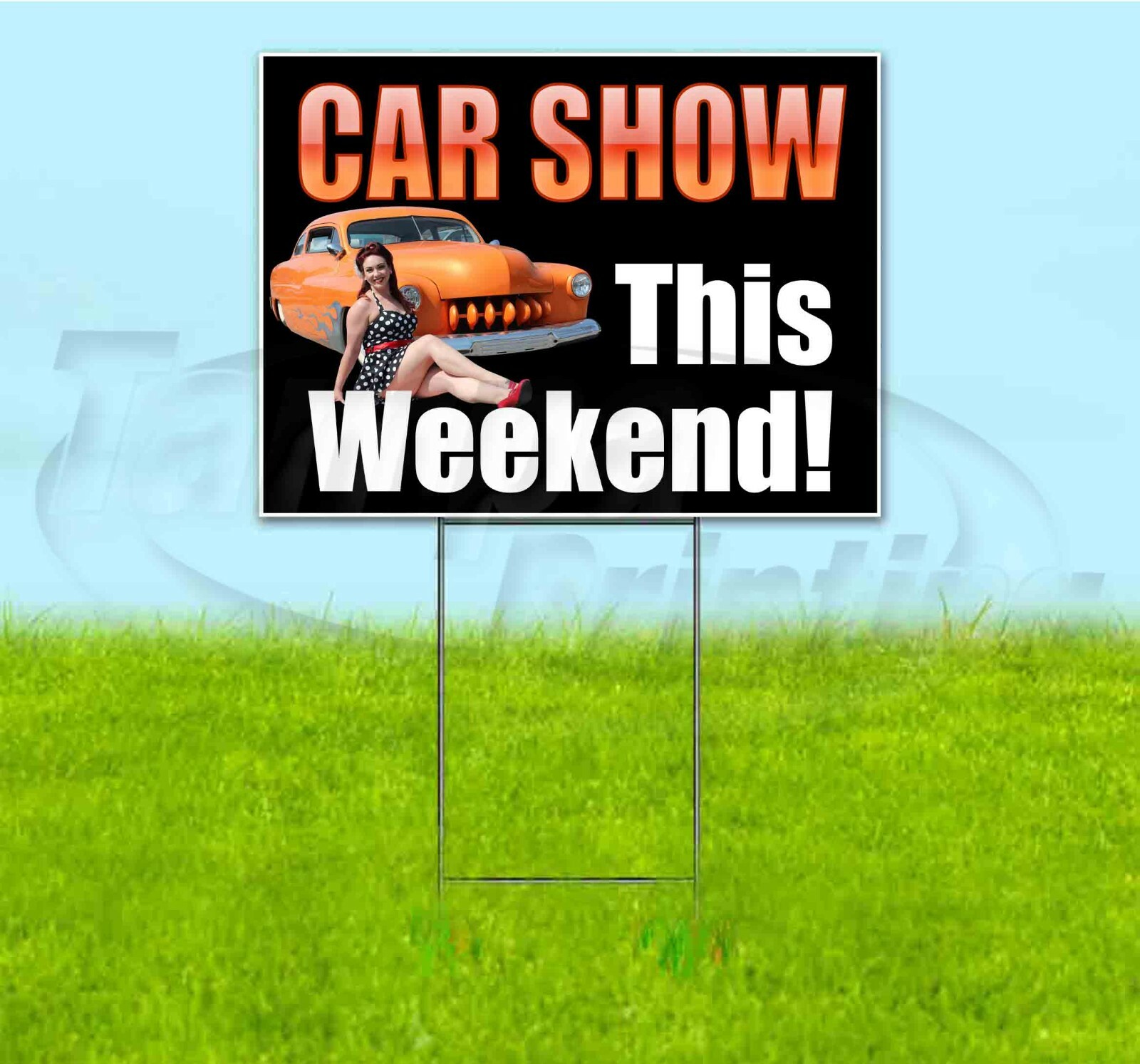 CAR SHOW THIS WEEKEND 18x24 Yard Sign WITH STAKE Corrugated Bandit USA AUTO