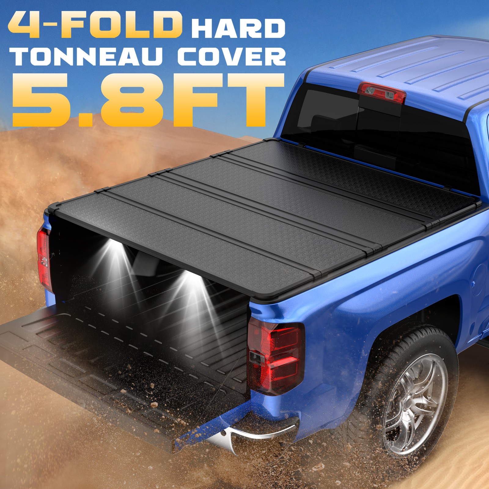Hard Tonneau Cover For 14-18 Chevy Silverado GMC Sierra Truck Bed 5.8 FT 4-Fold