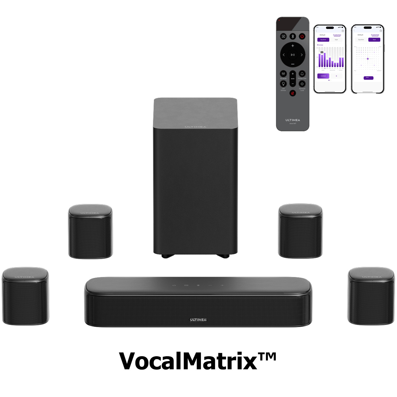 ULTIMEA 7.1ch TV Soundbar with 4 Surround Speakers 350W Subwoofer Bluetooth HDMI