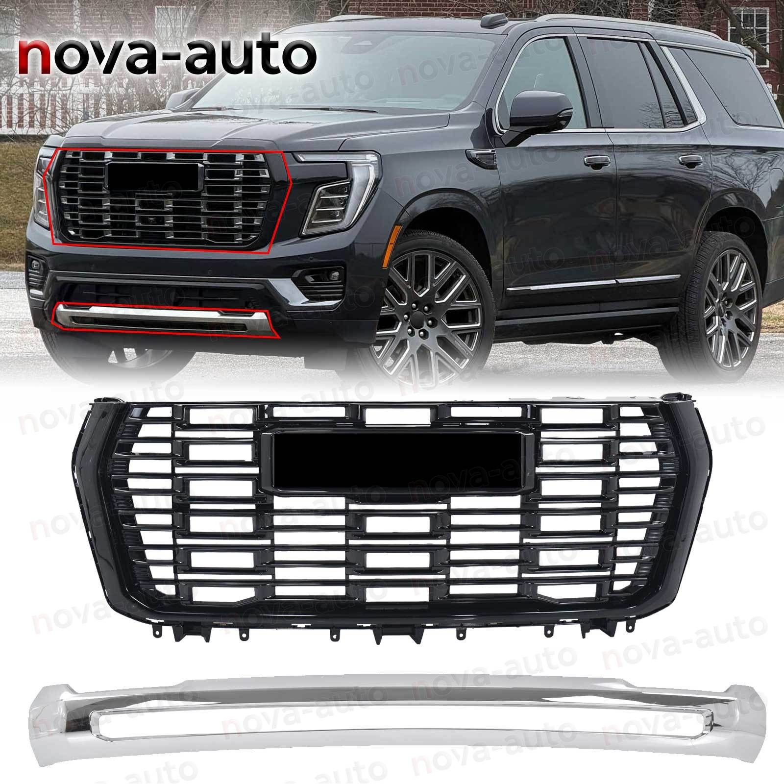 For 2025 26 GMC Yukon Denali Front Grille Black Bumper Lower Valance Skid Plate