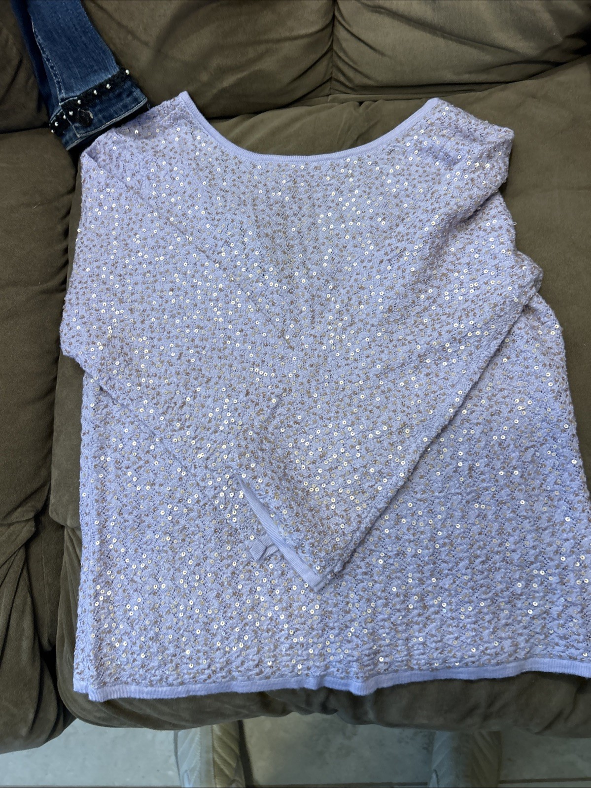 VTG Talbot Sequin Top Wool Old Money Lilac Italian Yarn High Front Low Back VTG Talbot Sequin Top Wool Old Money Lilac Italian Yarn High Front Low Back