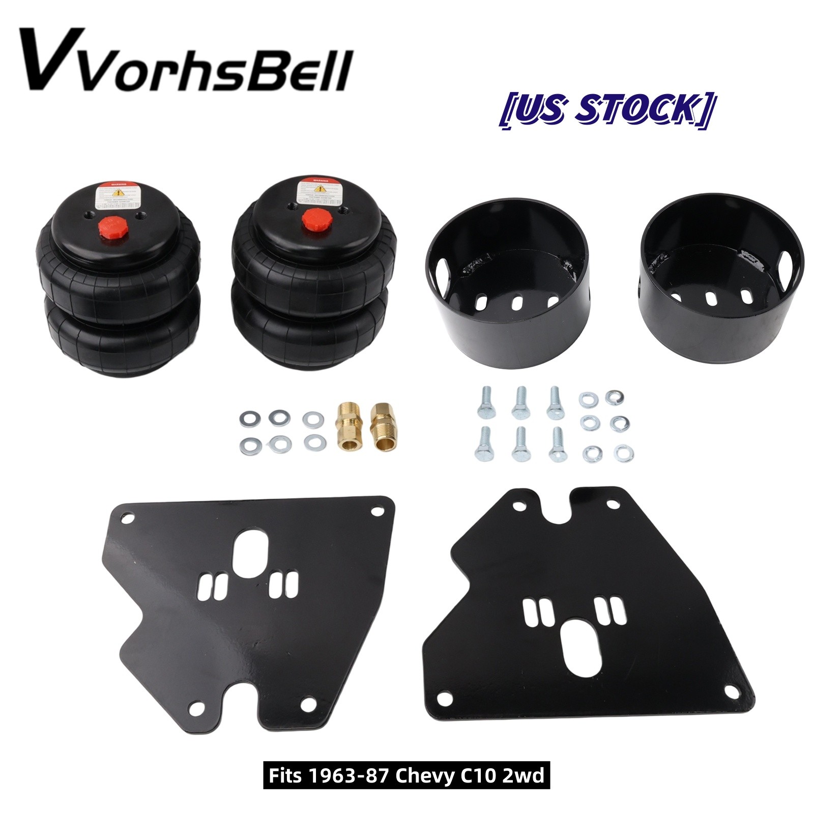 For 1963-87 Chevy C10 Front Bolt On Brackets & 2600 Bags 1/2\