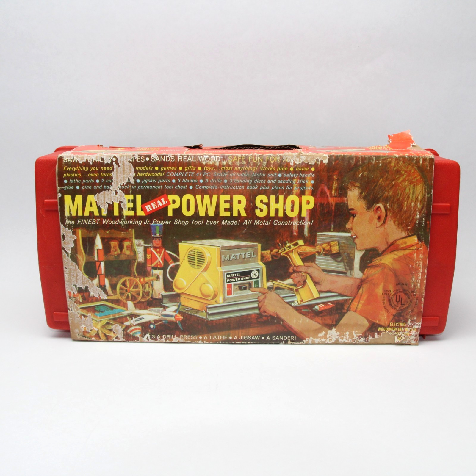 Vtg 1964 Mattel Real Power Shop Woodworking Toy 4401 Case Lathe Jig Saw Unused Vtg 1964 Mattel Real Power Shop Woodworking Toy 4401 Case Lathe Jig Saw Unused