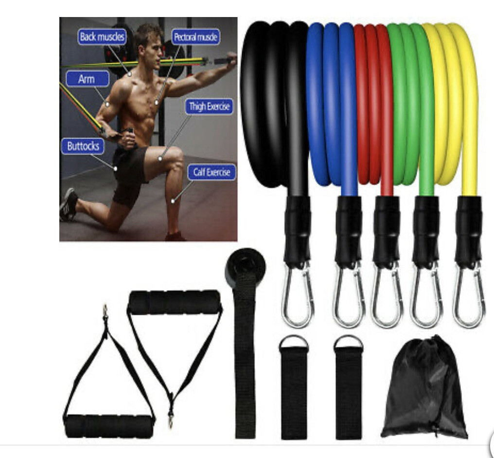 JAXPETY 002910 Fitness Tube Exercise Resistance Band Set - 11 Pcs JAXPETY 002910 Fitness Tube Exercise Resistance Band Set - 11 Pcs