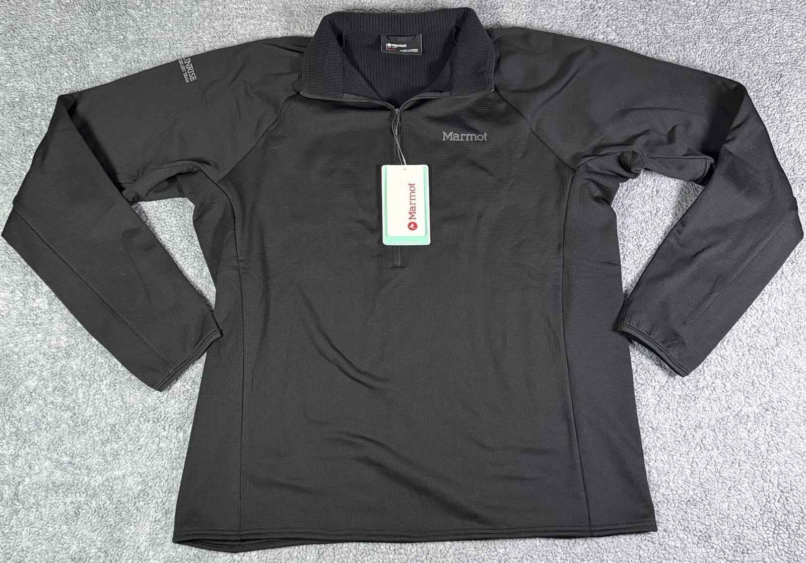 NWT Marmot Leconte Fleece Jacket Pullover 1/2 Zip Half Zip Black Men’s XL Logo