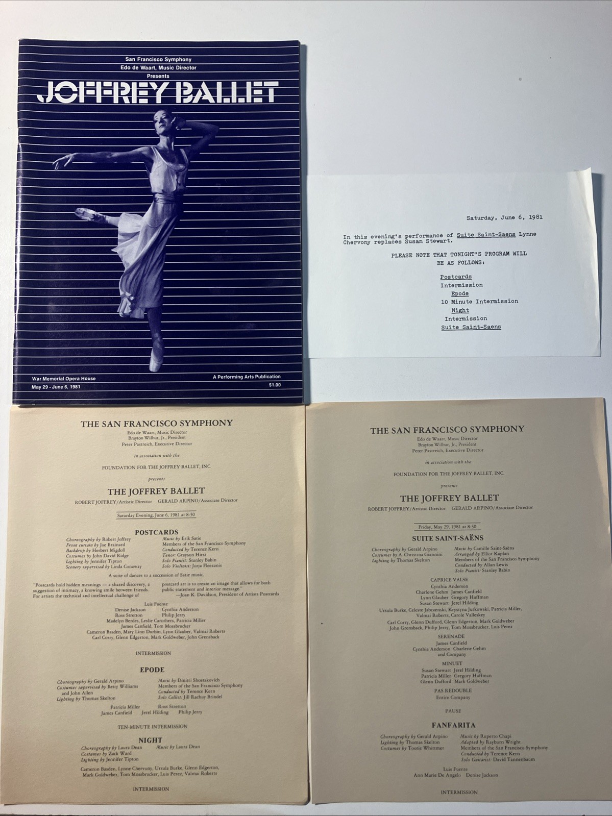 Joffrey Ballet 1981 Program San Francisco Symphony War Memorial Opera House
